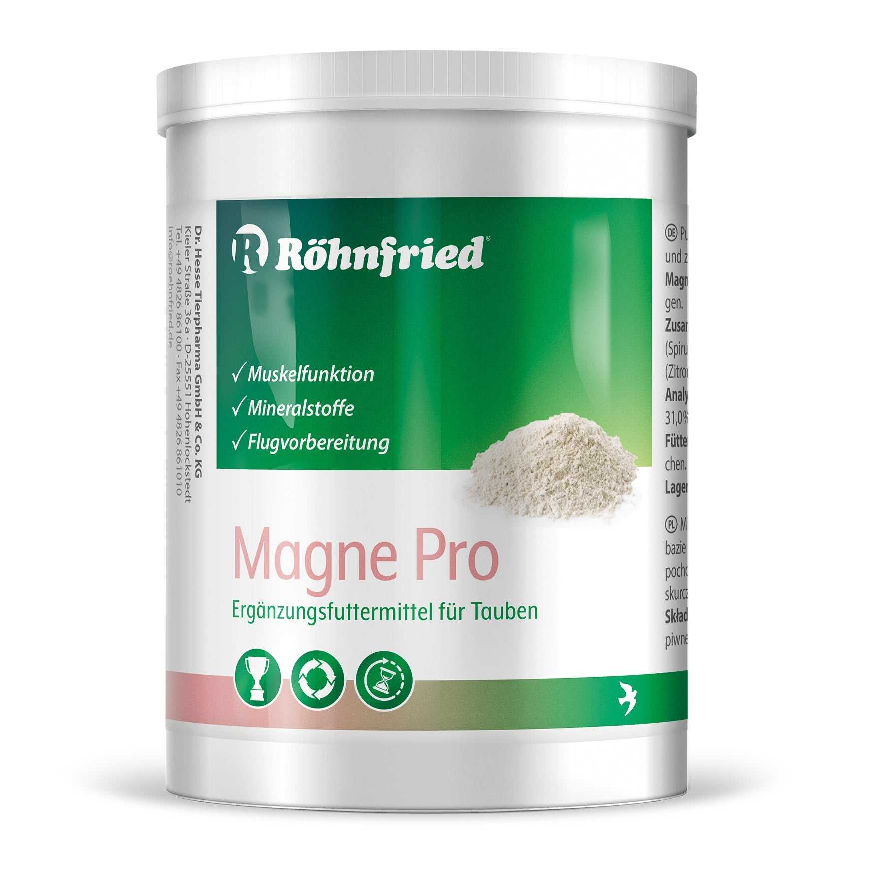 Magni Pro anti-cramp supplement for pigeons with minerals and protein to prevent muscle cramps before races