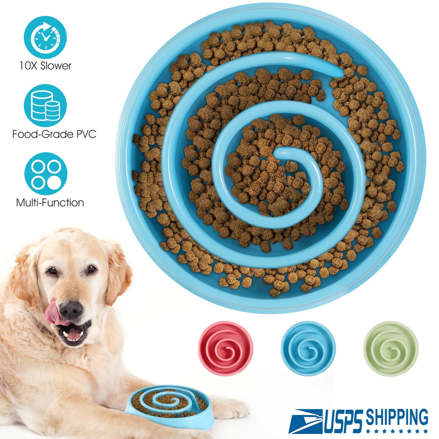 Slow Feeder Healthy Dog Bowl Happy Hunting Fun